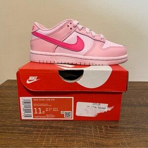 Nike Dunk Low Triple Pink PS Size 11C Kids DH9756-600 Girl’s Shoes Preschool NEW